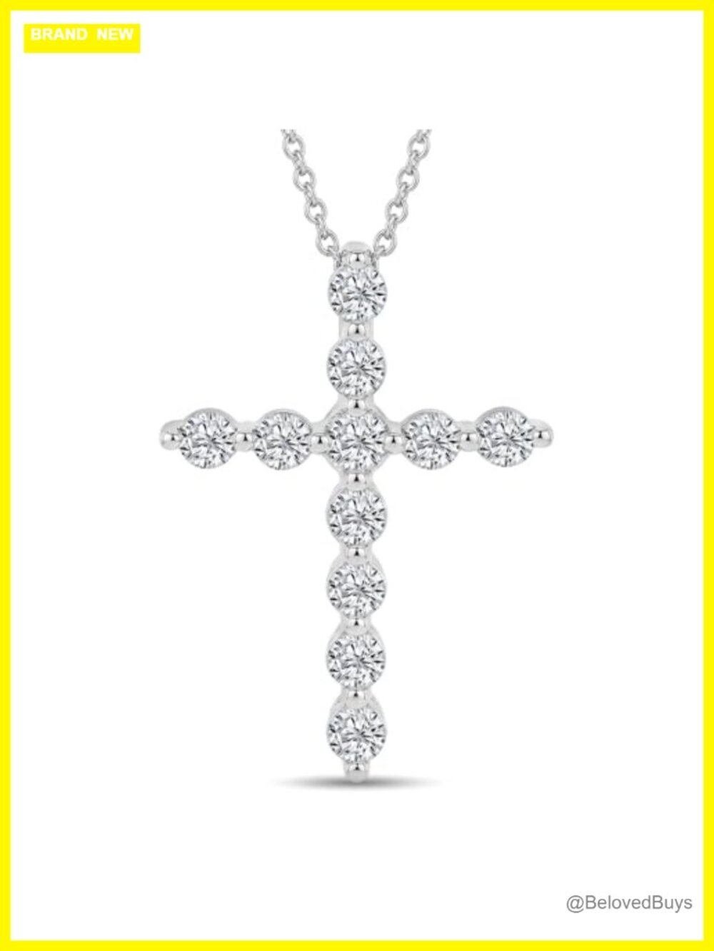 Lab-Grown Diamond Cross Pendant Necklace 925 Sterling Silver 1 CTTW